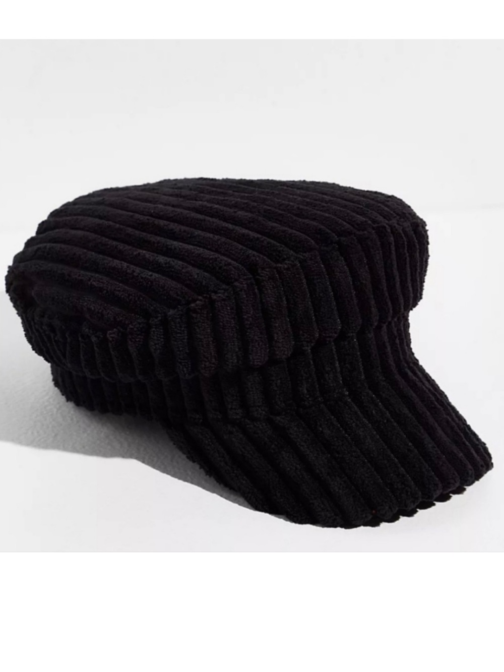 Free People Black Ribbed Corduroy Hat Newsboy